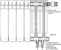 Радиатор биметаллический RIFAR BASE VENTIL 500,  нижнее подключение, правое, 11 секций - фото 27809