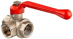 Кран шаровый Valtec трехходовой тип T, ВР-ВР-ВР (ручка) 3/4" - фото 29822