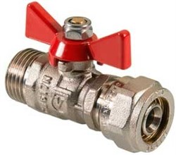 Кран шаровый Valtec с обжимным-соединением для МП труб, НР-обжим, (бабочка) 16 х 1/2" - фото 29841