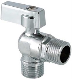 Кран шаровый Valtec угловой для подключения сантехприб, хромиров НН 1/2" х 1/2" - фото 29859