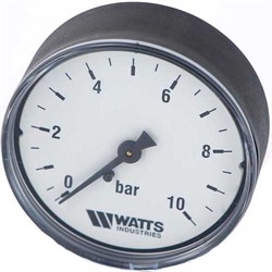 Манометр аксиальный Watts, размер 1/4", ф 63 мм, 0-10 бар - фото 30797