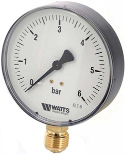 Манометр радиальный Watts, размер 1/4", ф 63 мм, 0-6 бар - фото 30863