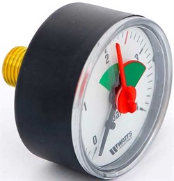 Манометр аксиальный Watts с указателем предела, размер 3/8", ф 63 мм, 0-4 бар - фото 30966 Манометр аксиальный Watts с указателем предела, размер 3/8", ф 63 мм, 0-4 бар - фото 30966
