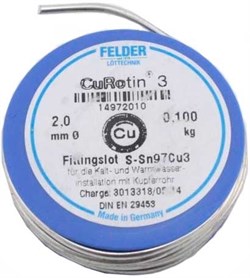 Мягкий припой Felder Cu-Rotin®3, S-Sn97Cu3, ф 2 мм, 100 гр. - фото 31668