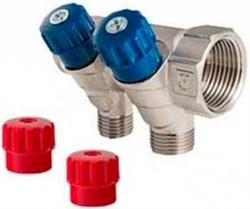 Коллектор Valtec регулирующий 1" (Вр-Нр), 2 вых x 1/2" НР, под евроконус - фото 32371
