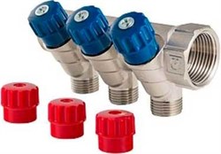 Коллектор Valtec регулирующий 1" (Вр-Нр), 3 вых x 1/2" НР, под евроконус - фото 32372