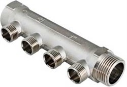Коллектор Valtec нерегулируемый 1" (Вр-Нр), 2 вых х 1/2" Нр, межосев. рас. 36 мм, под евроконус - фото 32437