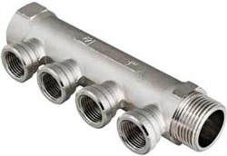 Коллектор Valtec нерегулируемый 3/4" (Вр-Нр), 4 вых х 1/2" Вр, межосев. рас. 36 мм - фото 32445