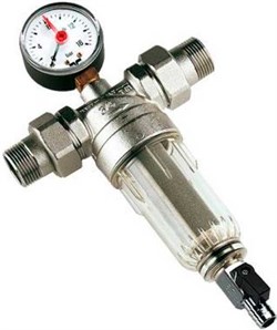 Фильтр промывной Tiemme 1", прозрачная колба, манометр, сгоны - фото 32661