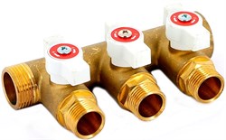 Коллектор с шаровыми кранами Uni-Fitt 3/4" (ВР-НР) x 4 выхода x 1/2" НР, под евроконус - фото 34651
