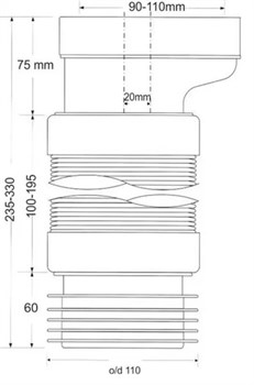 Гофра для унитаза с 20 мм смещением McALPINE , длина 235-330мм (WC-F4R) - фото 36664 Гофра для унитаза с 20 мм смещением McALPINE , длина 235-330мм (WC-F4R) - фото 36664