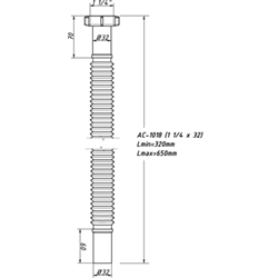 Гофра для сифона Орио 1 1/4"x32mm, длина 320–650 (AC-1018) - фото 36831