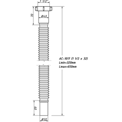 Гофра для сифона Орио 1 1/2"x32mm, длина 320–650 (AC-1017) - фото 36833