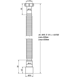 Гофра для сифона Орио 1 1/4"x40/50mm, длина 320–650 (AC-1015) - фото 36837