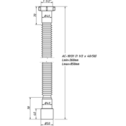 Гофра для сифона Орио 1 1/2"x40/50mm, длина 360–850 мм (AC-10131) - фото 36841