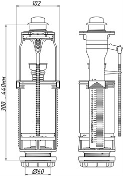 Арматура для сливного бачка Ани Пласт, нижнее подключение, кнопка хром, латунный штуцер 3/8" (WC8540C) - фото 36871