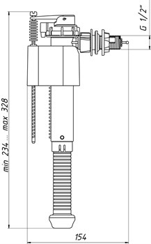 Заливной клапан для бачка унитаза Ани Пласт, боковое подключение, латунный штуцер 1/2" (WC5020) - фото 36888