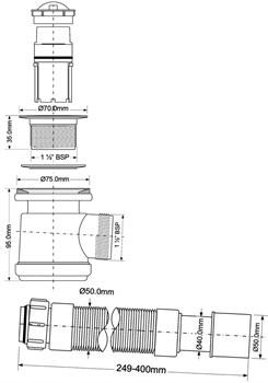 Трап для поддона McALPINE ф40-50 (MRS2C-F) - фото 37086