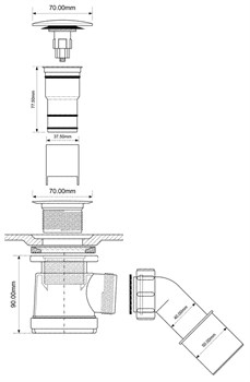 Трап для поддона тип кнопка McALPINE ф40-50 (MRS2CL-CB) - фото 37089