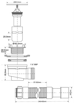 Трап для поддона выпуск на 80мм McALPINE ф40-50 (MRS6C-SLF-65) - фото 37108 Трап для поддона выпуск на 80мм McALPINE ф40-50 (MRS6C-SLF-65) - фото 37108