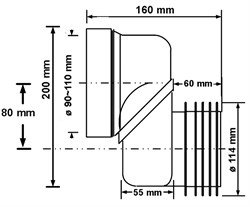 Эксцентрик для унитаза пластиковый, смещение 80мм, McALPINE ф90/110 (WCLO-8) - фото 37356