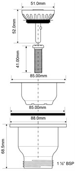Выпуск для сифона McALPINE 1 1/2" с нержавеющей решеткой D=85мм (MRSKW5) - фото 37399