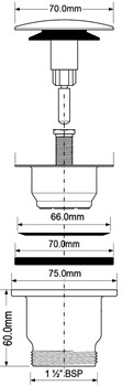 Выпуск для сифона McALPINE 1 1/2", пробка тип кнопка c решеткой D=70мм (CWS70-CB) - фото 37414 Выпуск для сифона McALPINE 1 1/2", пробка тип кнопка c решеткой D=70мм (CWS70-CB) - фото 37414