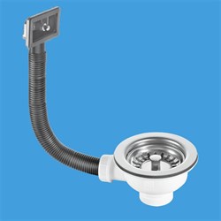 Выпуск для мойки с переливом McALPINE 1 1/2" с нержавеющей съемной решеткой D=113мм, прямоугольный наконечник (OR2-113S) - фото 37422