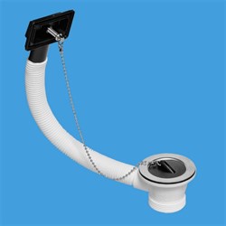 Выпуск с переливом McALPINE 1 1/2" с нержавеющей съемной решеткой D=70мм, прямоугольный наконечник с пробкой и цепочкой (OR2-70) - фото 37424