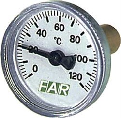 Термометр биметаллический Far ф 40 мм, гильза 36 мм, t 120°, 3/8" - фото 37551
