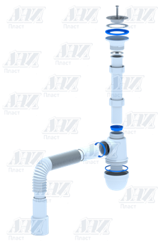 Сифон для раковины Ани Пласт 1 1/2" x 40 с гофрой 40/50 (C0115) - фото 37735