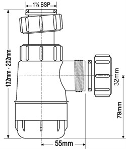 Сифон для раковины без выпуска 1 1/4" McALPINE (MRW2-NW) - фото 37844
