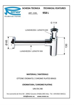 Сифон для биде и раковины хромированный 1 1/4" Remer (958LRR) - фото 37981 Сифон для биде и раковины хромированный 1 1/4" Remer (958LRR) - фото 37981