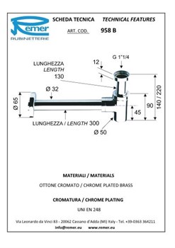 Сифон для биде и раковины хромированный 1 1/4" Remer (958BRR) - фото 37983 Сифон для биде и раковины хромированный 1 1/4" Remer (958BRR) - фото 37983
