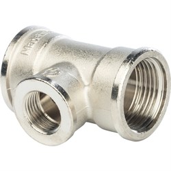 Тройник переходной ВВ никелированный Stout 1" x 1/2" x 1" - фото 47694