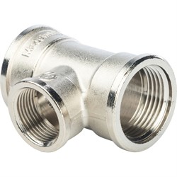 Тройник переходной ВВ никелированный Stout 1" x 3/4" x 1" - фото 47699
