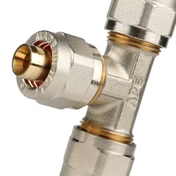 Тройник обжимной для мeталлопластиковых труб Stout 32 - фото 49197
