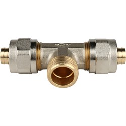 Тройник НР обжимной для мeталлопластиковых труб Stout 20 x 1/2" - фото 49220