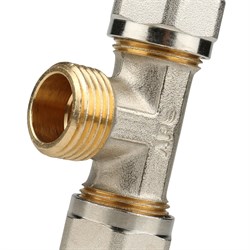 Тройник НР обжимной для мeталлопластиковых труб Stout 20 x 1/2" - фото 49223