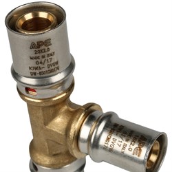 Тройник редукционный пресс для мeталлопластиковых труб Stout 26 х 20 х 26 - фото 50462