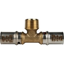 Тройник НР пресс для мeталлопластиковых труб Stout 20 x 1/2" - фото 50522