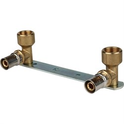 Водорозетка двойная на планке ВР пресс для мeталлопластиковых труб Stout 20 x 1/2" - фото 50696 Водорозетка двойная на планке ВР пресс для мeталлопластиковых труб Stout 20 x 1/2" - фото 50696