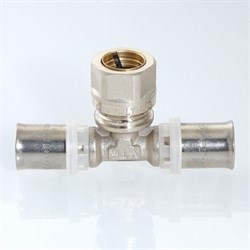 Тройник пресс для мeталлопластиковых труб с переходом на обжим Valtec 20 x 15 x 20 - фото 51376