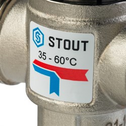 Термостатический смесительный клапан Stout для ситем отопления и ГВС 1" НР, 35-60°С, Kvs 2.5 м3/ч - фото 55134
