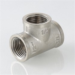 Тройник латунный никелированный ВВ Valtec 1/2" - фото 56094