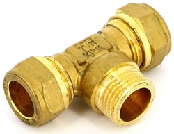 Тройник компрессионный для медных труб Tiemme НР 22 х 3/4" - фото 58692