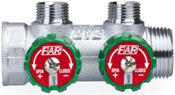 Коллектор FAR регулирующий 1" (Вр-Нр), 2 вых x 3/4" НР, под прокладку - фото 60070