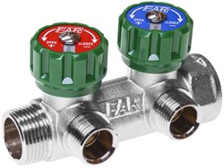 Коллектор FAR регулирующий 3/4" (Вр-Нр), 2 вых x 1/2" НР, под евроконус - фото 60078