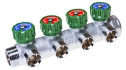 Коллектор FAR регулирующий 1" (Вр-Нр), 4 вых x 3/4" НР, под евроконус - фото 60102