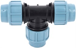 Тройник редукционный компрессионный для ПНД труб пластиковый Unidelta 63 x 32 x 63 - фото 61332